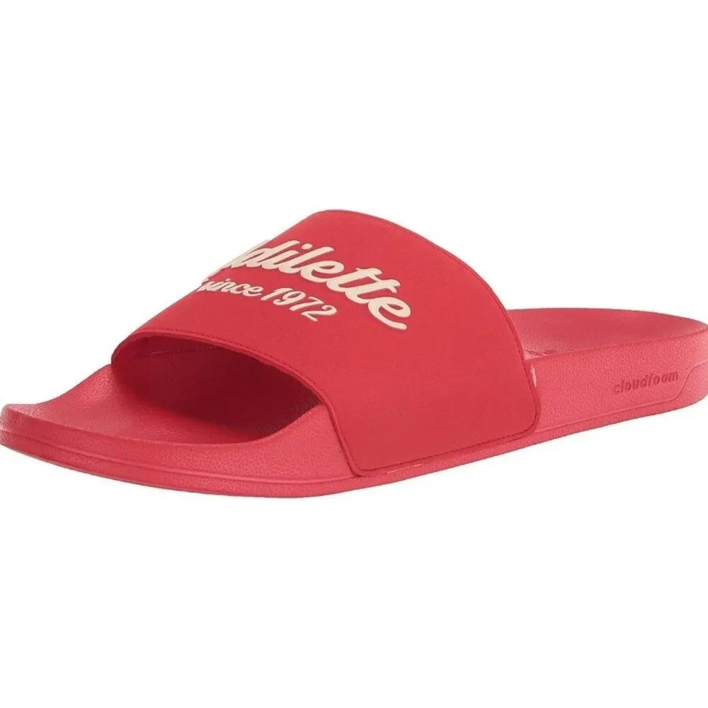 Adidas Adilette Retro Style Cloudfoam Slides Unisex M9/W10 Scarlet Red White NIB